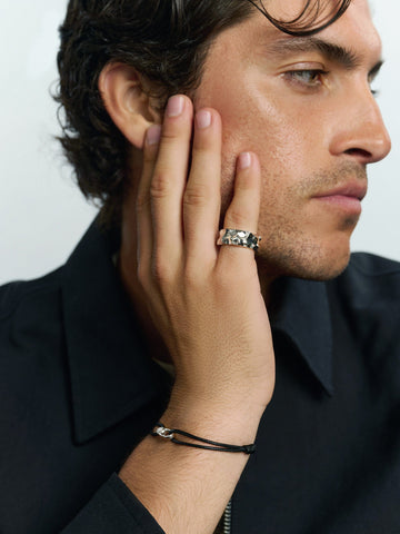 Nialaya Men's Ring Sculpted Sterling Silver Ring Sculpted Sterling Silver Ring